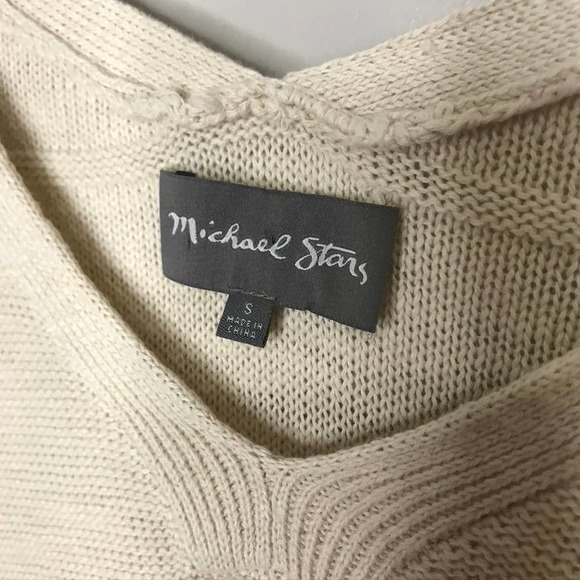 Women's Anthropologie Michael Stars Boho Fringe Poncho Sweater Natural Small - Picture 7 of 10